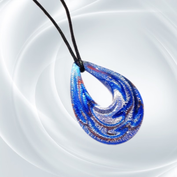 .Colorful Resin Pendant with Blue Leather Necklace - Picture 2 of 4